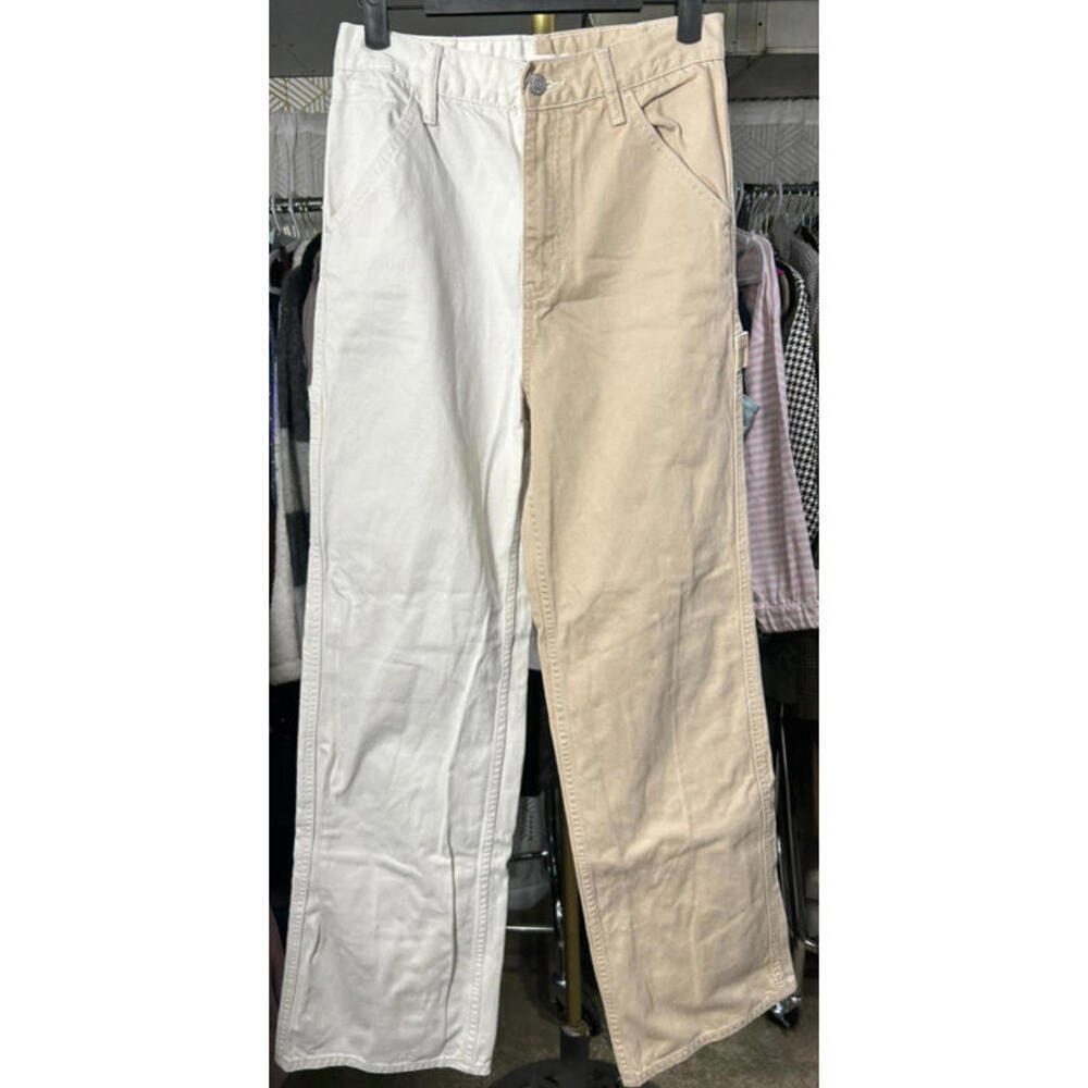 PacSun Flare Carpenter Jeans Size 26 Ultra High Rise White and Tan